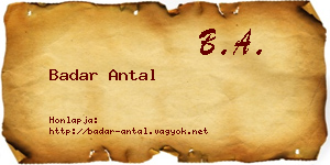Badar Antal névjegykártya